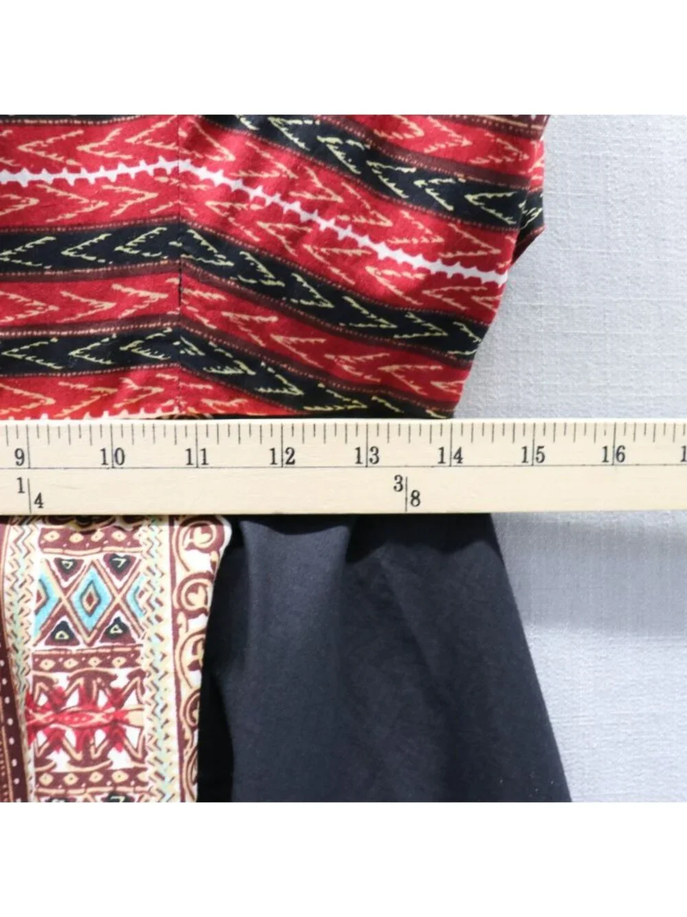 BCBG Max Azria Southwest Geo Print Tie Back Dress Black Red Medium - Picture 14 of 15